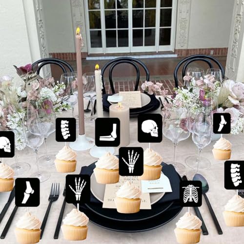 24Pcs Radiology Cupcake Toppers Double Sided X-Ray Tech Graduation Decor