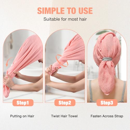 Super Absorbent Microfiber Hair Drying Towels - 3 Pack for Curly Hair