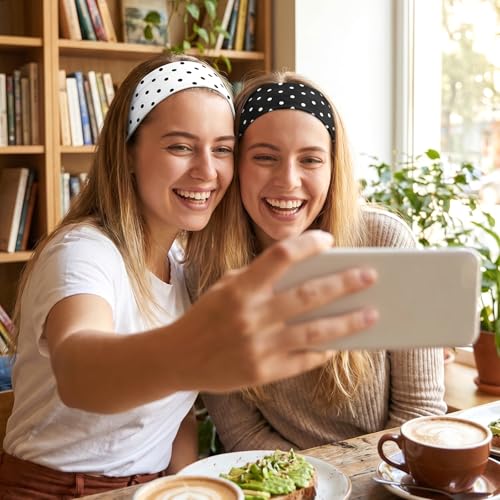 Polka Dot Headbands for Women 4-Pack Non-Slip Elastic Hair Wraps