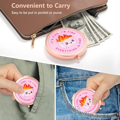 Nipichsha Compact Pocket Travel Makeup Mirror - 2X/1X Rose Gold