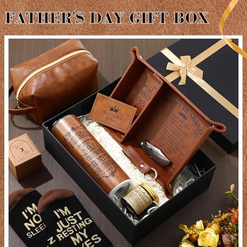 Sieral 10-Piece Gift Set for Husband from Wife - Best Husband Ever Gift Box with Tumbler Socks Candle & More - Husband Variation