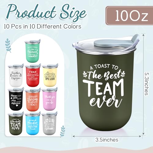 Vibrant 10-Pack Thank You Gift Mugs - 13oz Team Appreciation Set with Slide Lids