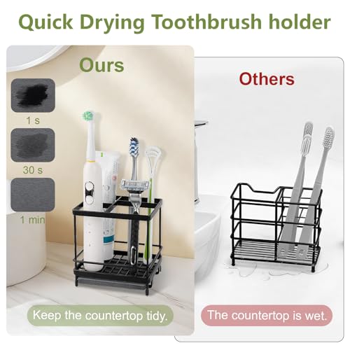Heagoale Electric Toothbrush Holder, Black Carbon Steel Organizer