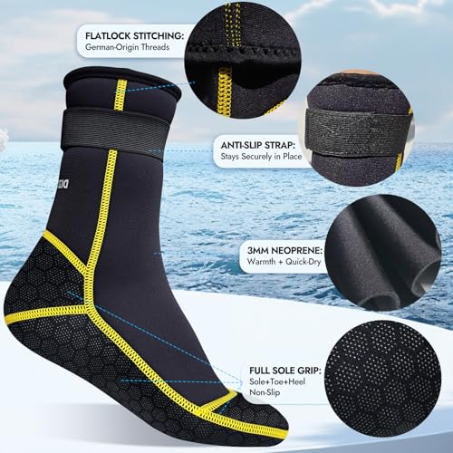 3mm Neoprene Water Socks, Anti-Slip Wetsuit Booties for Sand Proof Beach Volleyball, Scuba Diving Surfing Kayaking