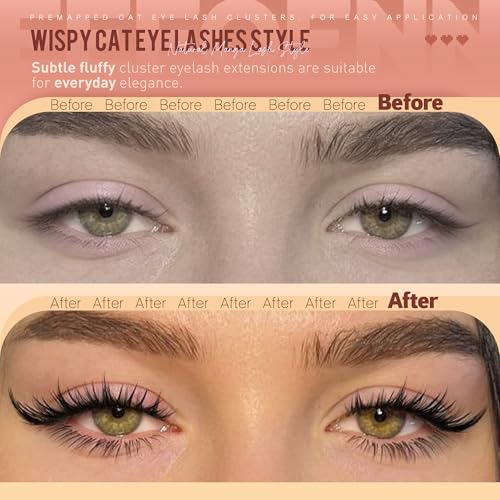 Eefofnn Manga Lash Clusters Cat Eye Individual Eyelash Extensions D Curl
