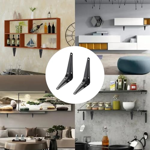 Lilaly Heavy Duty Shelf Brackets 4" x 5" - 10 Pack, Black L Brackets for Floating Shelves