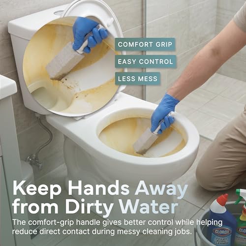 Toilet Bowl Pumice Stone with Handle - 3 Pack for Hard Water, Lime & Rust Removal