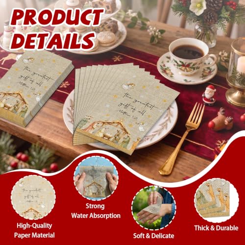Nativity Christmas Paper Napkins - Religious Holiday Dinner Guest Towels - Variation of THIS listing