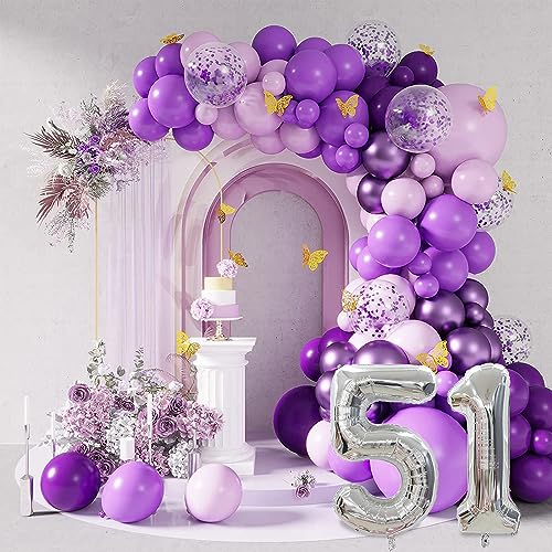 40 Inch Silver Number 51 Foil Balloon for Birthday & Wedding