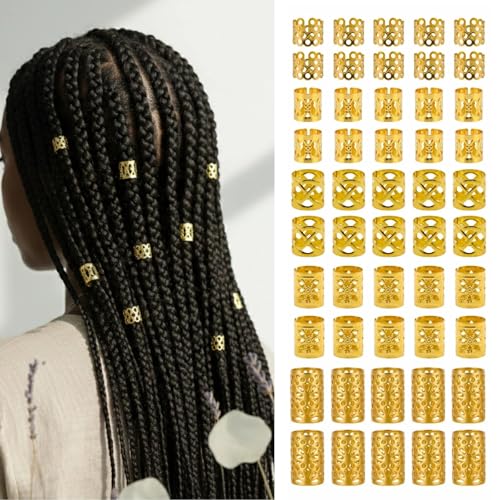 Glamer Gold Hair Jewelry for Braids & Dreadlocks - 120 Pcs Cuffs and Rings