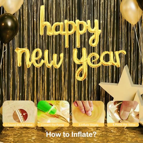 21 Inch Gold Happy New Year Balloons 2026 - Festive Party Decor