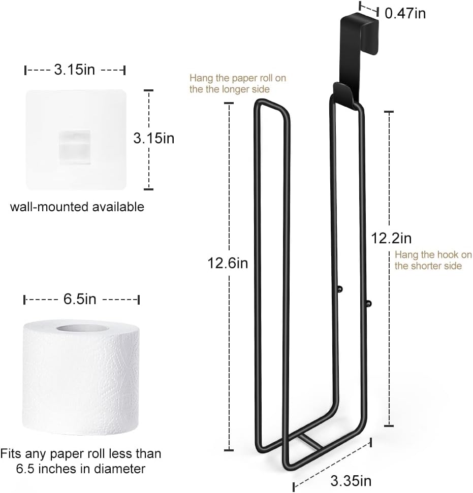 Skiennix Toilet Paper Holder - Wall-Mounted Storage for 3 Rolls - Stainless Steel, Black Finish