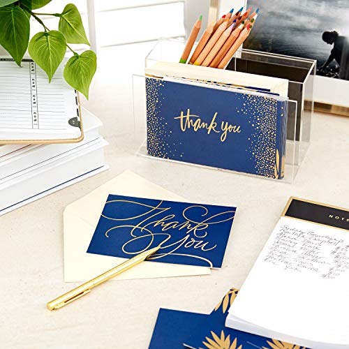 Hallmark Thank You Cards Set - Gold & Navy, 120 Notes (5.2" x 3.75", Pack of 9)