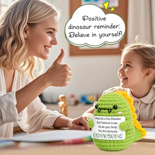 Handmade Crochet Dinosaur Gift - Positive Encouragement Dino