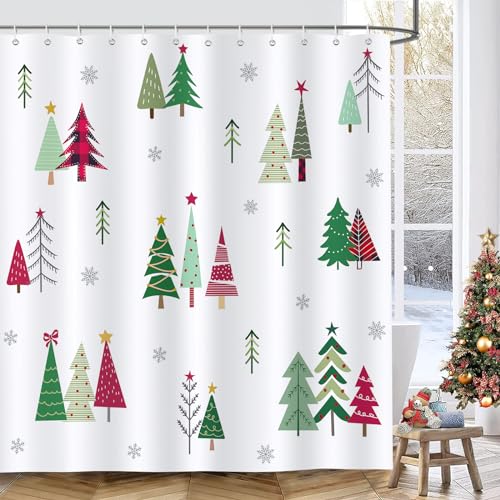 Bonhause Christmas Tree Shower Curtain - 72x72 Waterproof Polyester