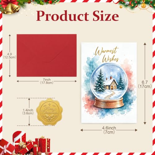 30 Pack Christmas Cards Assortment with Envelopes & Stickers - Holiday Holiday