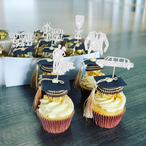 24Pcs Graduation Cupcake Toppers for 2026 Prom Party