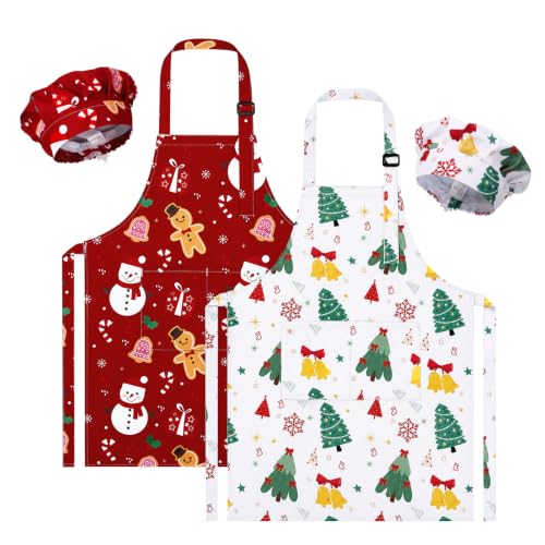 Christmas Kids & Family Chef Apron & Hat Set - Holiday Festive Outfit