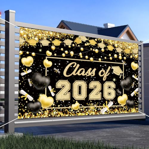Class of 2026 Graduation Banner Backdrop with Tassel - 5.9 x 3.6 ft