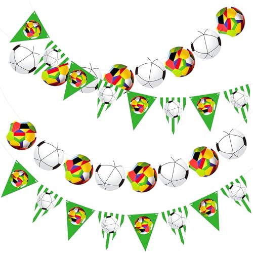 Zonon 4-Piece Football Soccer Banner & Garland Set for Sports Parties