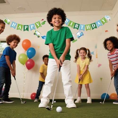 Multicolor Golf Happy Birthday Banner for Sports Theme Party