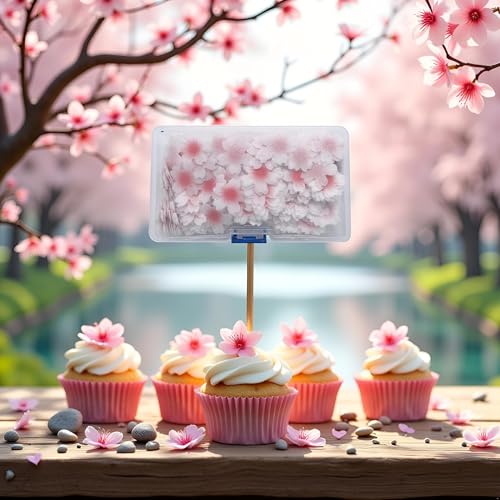 100 Edible Flower Cupcake Toppers - Sticky Rice Paper Decorations