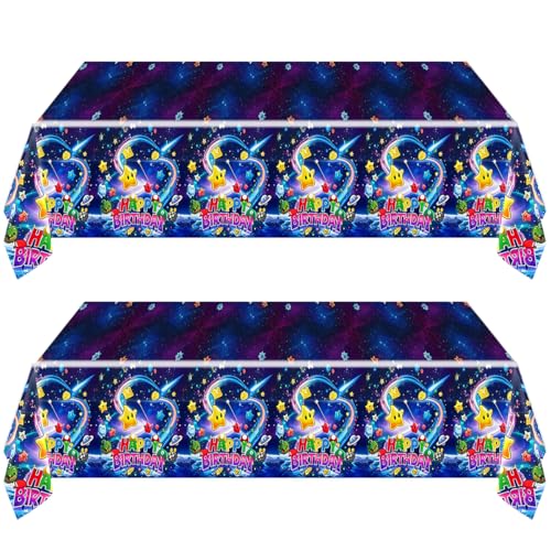 Super Bros Galaxy Birthday Party Tablecloths - 2 Pack, 54 x 108 Inch