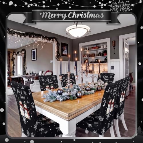 Moukeren Christmas Snowman Chair Covers - Black, Set of 6