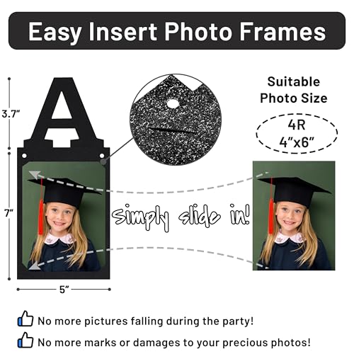 PartyHooman Black 4x6 Graduation Photo Banner for Class of 2026, Pre-Stringed