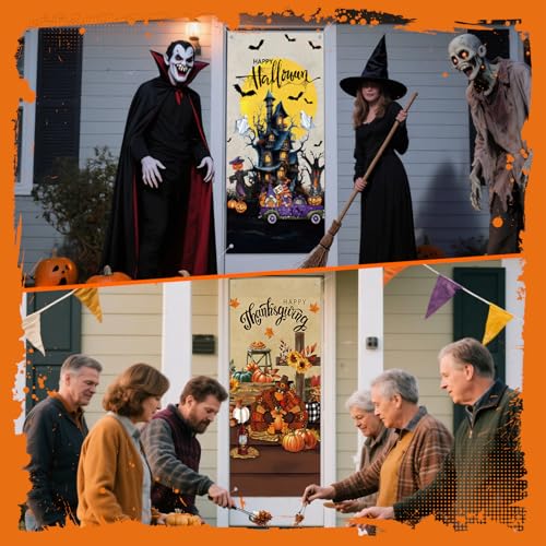 12 Pcs Seasonal Door Cover Set - Fall Halloween Decoration with Classic Design
