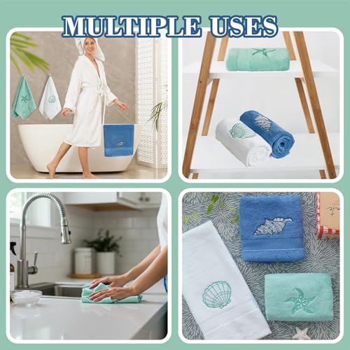 Dark Blue 3-Pack Cotton Hand Towels - Soft & Absorbent 13x29
