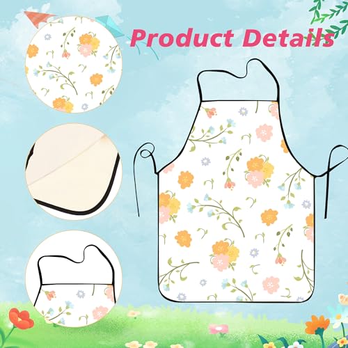 Lucleag Hello Spring Floral Kitchen Apron for Men and Women