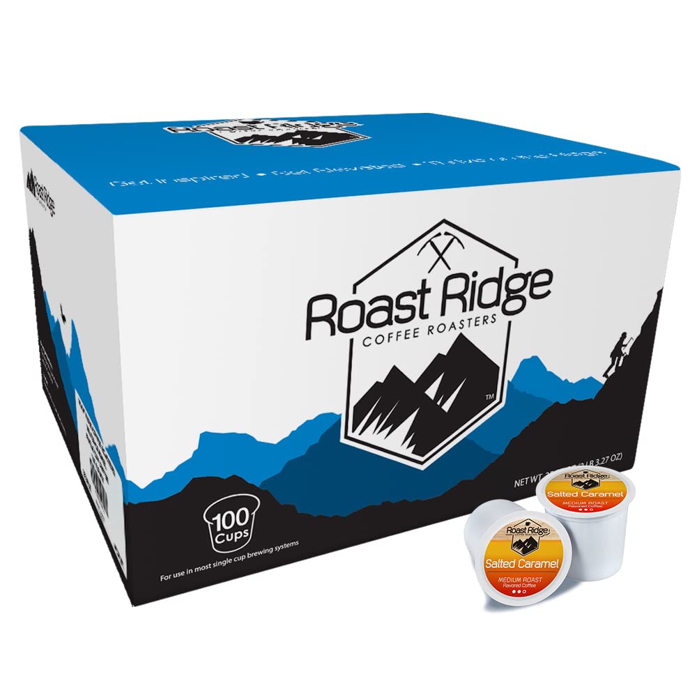 Roast Ridge Single Serve Coffee Pods - Salted Caramel Flavor, Medium Roast, 100 Count for Keurig K-Cup Brewers