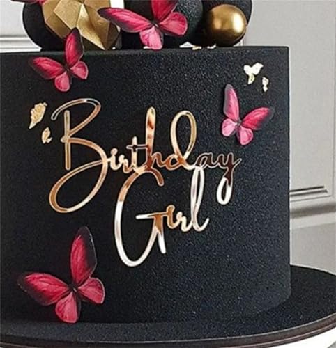 Acrylic Golden Birthday Girl Cake Topper for Parties