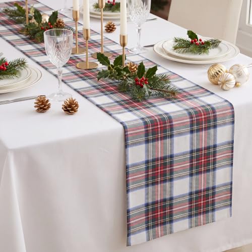 White Christmas Tartan Plaid Table Runner 13x72 Inches - Farmhouse Holiday Decor - Variation of THIS listing