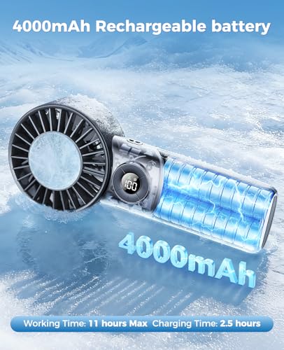 Eastfox Portable Handheld Fan with Ice Cooling - 3-in-1 Rechargeable