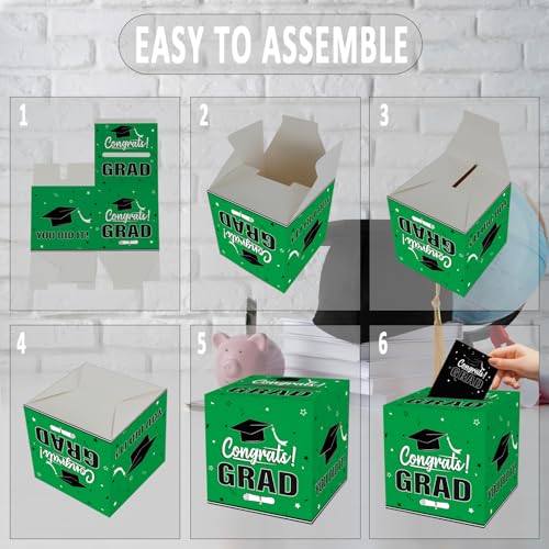Green Graduation Card Box 2026 - Foldable Party Decor