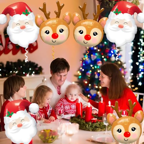 Christmas Santa Claus Reindeer Foil Balloons Set for Holiday Party Decorations