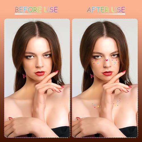 Rainbow Pride Glitter Freckles Face Tattoo 5-Pack