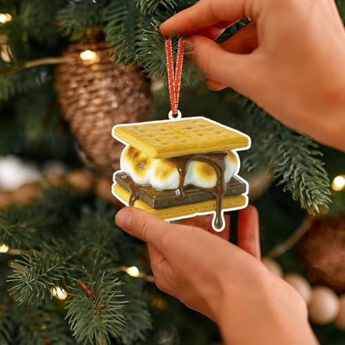 JUESMOS Smores Christmas Ornament - 2D Acrylic Food Decoration