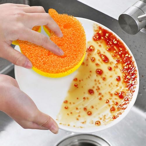 SmilePowo 5-Pack Dual-Sided Non-Scratch Kitchen Sponges