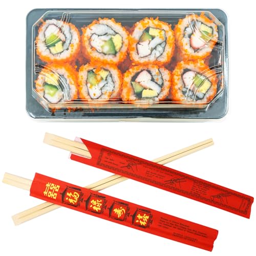 50 Pack of 9-Inch Disposable Bamboo Chopsticks with Purple Sleeves