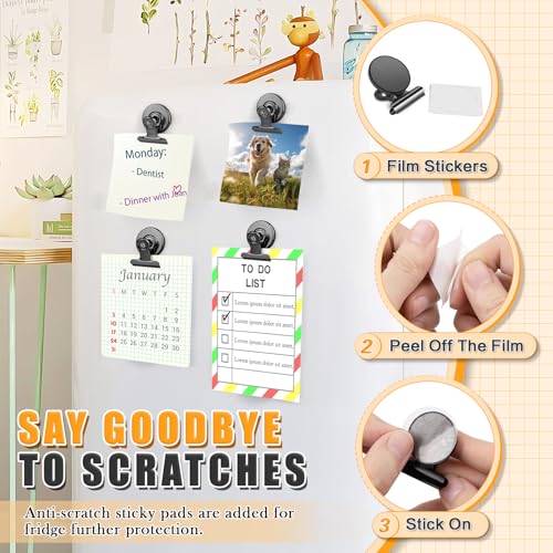 Grtard 12-Pack Heavy Duty Magnetic Clips - Black Scratch-Safe Fridge Magnets
