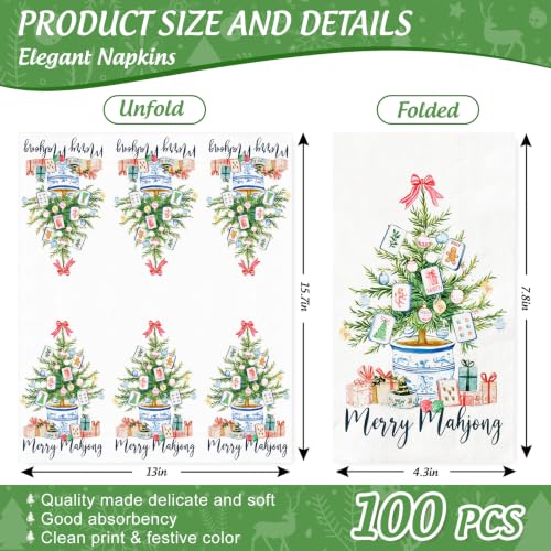 Christmas Party Paper Napkins - 100 Pcs Holiday Dinner Table Decor