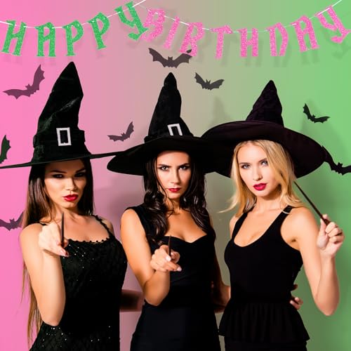 Witch Birthday Banner - Pink & Green Party Decorations