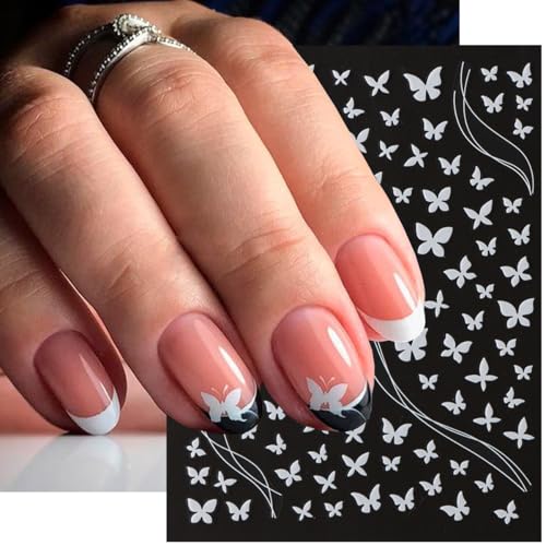 8 Sheets 3D Butterfly Nail Stickers Gold Silver Star Decals Manicure DIY