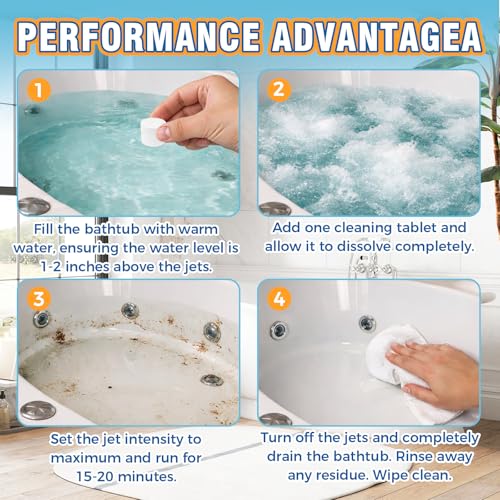 Mosconly Jetted Tub Cleaner Tablets - 12 Heavy Duty Bath Cleaner