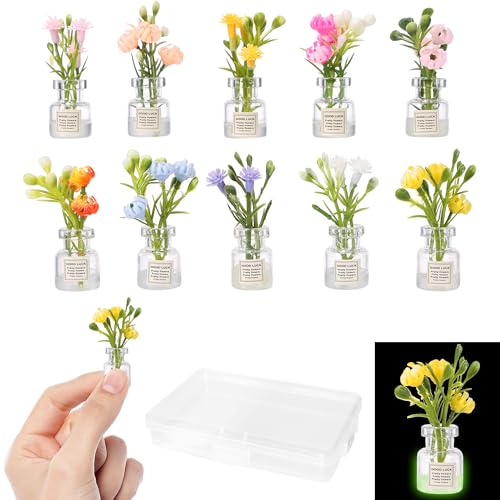 10 Pcs Glow in the Dark Miniature Flower Plants for Dollhouses