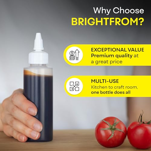 BRIGHTFROM 4 oz Squeeze Bottles, Leak-Proof Condiment & Craft Bottles - 4 Pack