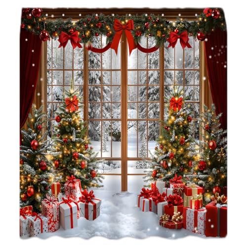Christmas Snow Scene Shower Curtain 70x70 Inches - Winter Holiday Bathroom Decor (Pack of 1)